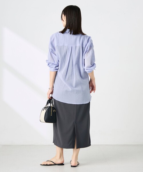 NOLLEY’S(ノーリーズ)の「ウォッシャブルキャッチワッシャーシアーシャツ(シャツ/ブラウス・レディース・ブラウン/グリーン/サックスブルー/ネイビー・FREE)」の8枚目の写真