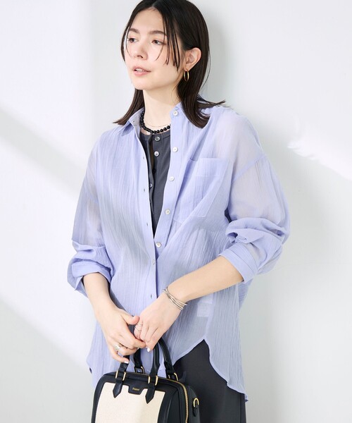 NOLLEY’S(ノーリーズ)の「ウォッシャブルキャッチワッシャーシアーシャツ(シャツ/ブラウス・レディース・ブラウン/グリーン/サックスブルー/ネイビー・FREE)」の11枚目の写真