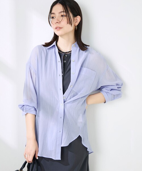 NOLLEY’S(ノーリーズ)の「ウォッシャブルキャッチワッシャーシアーシャツ(シャツ/ブラウス・レディース・ブラウン/グリーン/サックスブルー/ネイビー・FREE)」の12枚目の写真