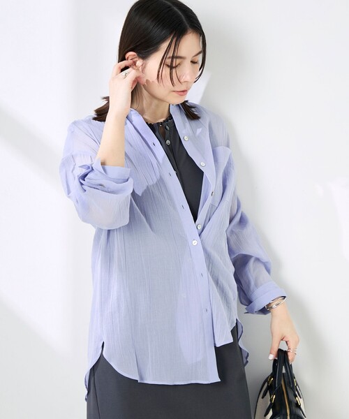 NOLLEY’S(ノーリーズ)の「ウォッシャブルキャッチワッシャーシアーシャツ(シャツ/ブラウス・レディース・ブラウン/グリーン/サックスブルー/ネイビー・FREE)」の15枚目の写真