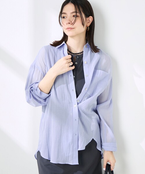 NOLLEY’S(ノーリーズ)の「ウォッシャブルキャッチワッシャーシアーシャツ(シャツ/ブラウス・レディース・ブラウン/グリーン/サックスブルー/ネイビー・FREE)」の16枚目の写真