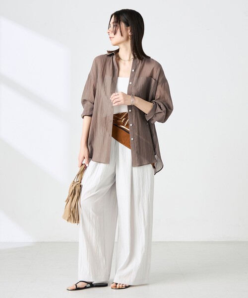NOLLEY’S(ノーリーズ)の「ウォッシャブルキャッチワッシャーシアーシャツ(シャツ/ブラウス・レディース・ブラウン/グリーン/サックスブルー/ネイビー・FREE)」の19枚目の写真