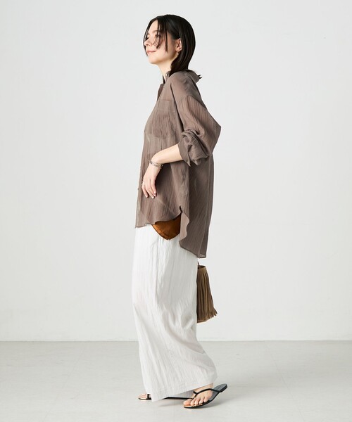 NOLLEY’S(ノーリーズ)の「ウォッシャブルキャッチワッシャーシアーシャツ(シャツ/ブラウス・レディース・ブラウン/グリーン/サックスブルー/ネイビー・FREE)」の20枚目の写真