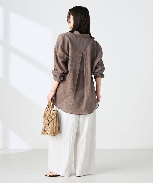 NOLLEY’S(ノーリーズ)の「ウォッシャブルキャッチワッシャーシアーシャツ(シャツ/ブラウス・レディース・ブラウン/グリーン/サックスブルー/ネイビー・FREE)」の21枚目の写真