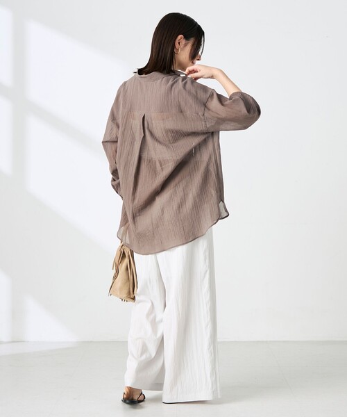 NOLLEY’S(ノーリーズ)の「ウォッシャブルキャッチワッシャーシアーシャツ(シャツ/ブラウス・レディース・ブラウン/グリーン/サックスブルー/ネイビー・FREE)」の22枚目の写真