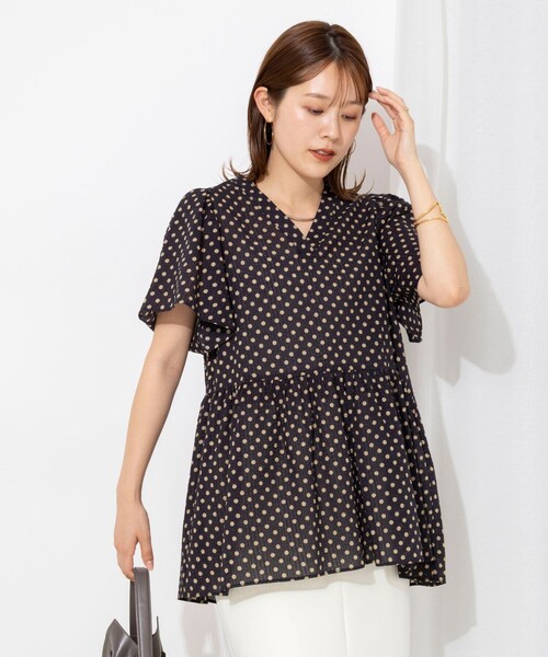 NOLLEY’S(ノーリーズ)の「ウォッシャブルポコポコシュリンクペプラムブラウス(シャツ/ブラウス・レディース・ダークブラウン/ブラック系その他/ホワイト系その他2・38)」の15枚目の写真