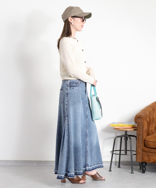 cepo（セポ）の「透かし編みランダムリブショートカーディガン（カーディガン/ボレロ・レディース・ブラック/オフホワイト/レッド・M）」の7枚目の写真