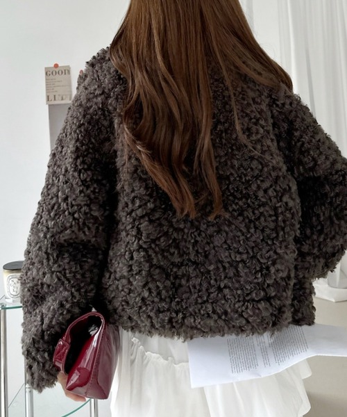 Ada.(エイダ)の「カーリー ファー スタンドネック ブルゾン(ブルゾン・レディース・ベージュ/アイボリー/チャコール・M)」の12枚目の写真