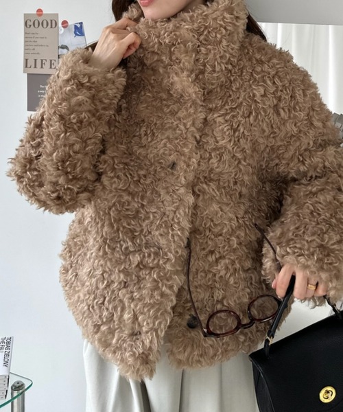 Ada.(エイダ)の「カーリー ファー スタンドネック ブルゾン(ブルゾン・レディース・ベージュ/アイボリー/チャコール・M)」の19枚目の写真