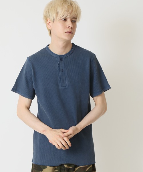 ARCADE(アーケード)の「ピグメント加工 サーマルワッフル 半袖Tシャツ クルーネック ヘンリーネック(Tシャツ/カットソー・メンズ・ブラック系2/カーキ系2/ネイビー系2/カーキ系1/ネイビー系1/ブラック系1・L/XL/M)」の6枚目の写真