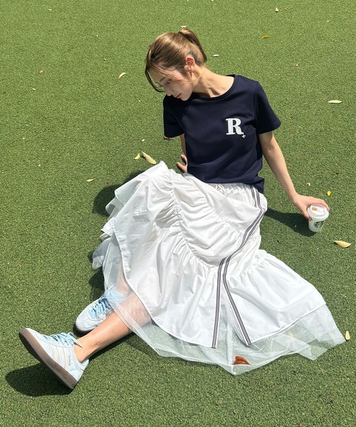 REDYAZEL(レディアゼル)の「ビジューRチャームTシャツ(Tシャツ/カットソー・レディース・ネイビー/オフホワイト/ホワイト系その他/ブルー系その他・FREE)」の5枚目の写真