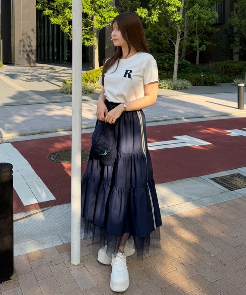 REDYAZEL(レディアゼル)の「ビジューRチャームTシャツ(Tシャツ/カットソー・レディース・ネイビー/オフホワイト/ホワイト系その他/ブルー系その他・FREE)」の11枚目の写真