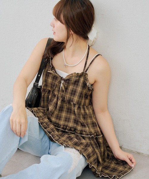 Another Branch olive des olive(アナザーブランチオリーブデオリーブ)の「フリルティアードキャミ(ワンピース・レディース・アイボリー/ブラック/ネイビー/ブラウン・FREE)」の3枚目の写真