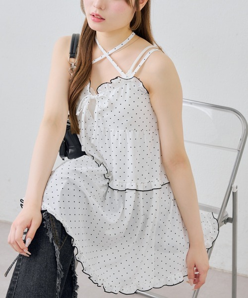 Another Branch olive des olive(アナザーブランチオリーブデオリーブ)の「フリルティアードキャミ(ワンピース・レディース・アイボリー/ブラック/ネイビー/ブラウン・FREE)」の2枚目の写真