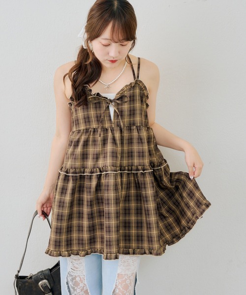 Another Branch olive des olive(アナザーブランチオリーブデオリーブ)の「フリルティアードキャミ(ワンピース・レディース・アイボリー/ブラック/ネイビー/ブラウン・FREE)」の7枚目の写真