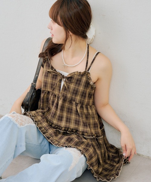 Another Branch olive des olive(アナザーブランチオリーブデオリーブ)の「フリルティアードキャミ(ワンピース・レディース・アイボリー/ブラック/ネイビー/ブラウン・FREE)」の11枚目の写真