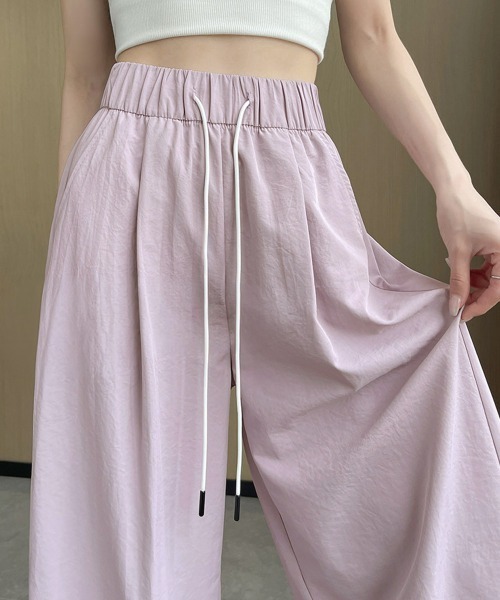Miniministore(ミニミニストア)の「ワイドパンツ ハイウエスト リラックス(スウェットパンツ・レディース・ブラック/ラベンダー/ダークグレー/ホワイト/グレイッシュベージュ・M/L)」の5枚目の写真