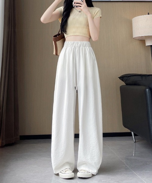 Miniministore(ミニミニストア)の「ワイドパンツ ハイウエスト リラックス(スウェットパンツ・レディース・ブラック/ラベンダー/ダークグレー/ホワイト/グレイッシュベージュ・M/L)」の16枚目の写真