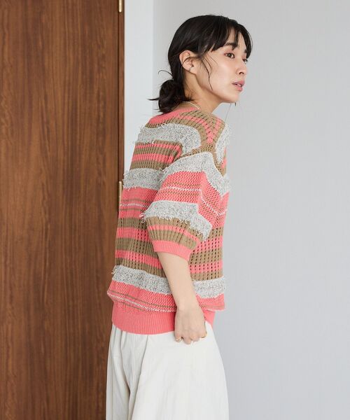CRAFT STANDARD BOUTIQUE(クラフトスタンダードブティック)の「マルチカラーファンシーニットプルオーバー(ニット/セーター・レディース・ピンク/ネイビー・FREE)」の7枚目の写真