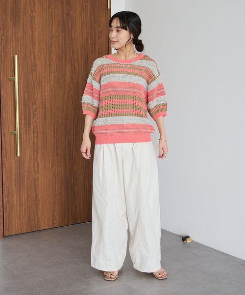 CRAFT STANDARD BOUTIQUE(クラフトスタンダードブティック)の「マルチカラーファンシーニットプルオーバー(ニット/セーター・レディース・ピンク/ネイビー・FREE)」の9枚目の写真