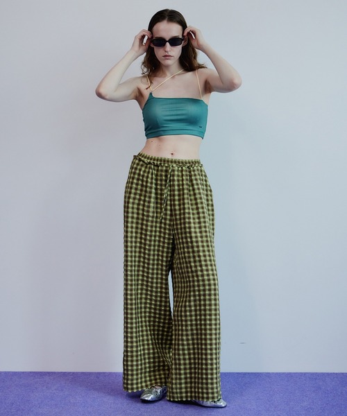 MAISON SPECIAL(メゾンスペシャル)の「【2026Summer PRE-ORDER】Checkered Wide Pants/チェックワイドパンツ(その他パンツ・レディース・ブルー/パープル/グリーン・36/38)」の1枚目の写真