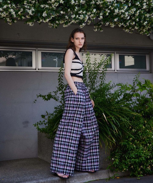 MAISON SPECIAL(メゾンスペシャル)の「【2026Summer PRE-ORDER】Checkered Wide Pants/チェックワイドパンツ(その他パンツ・レディース・ブルー/パープル/グリーン・36/38)」の17枚目の写真