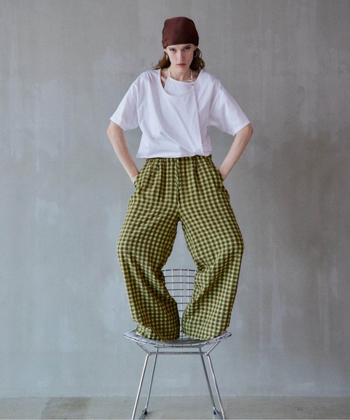 MAISON SPECIAL(メゾンスペシャル)の「【2026Summer PRE-ORDER】Checkered Wide Pants/チェックワイドパンツ(その他パンツ・レディース・ブルー/パープル/グリーン・36/38)」の21枚目の写真