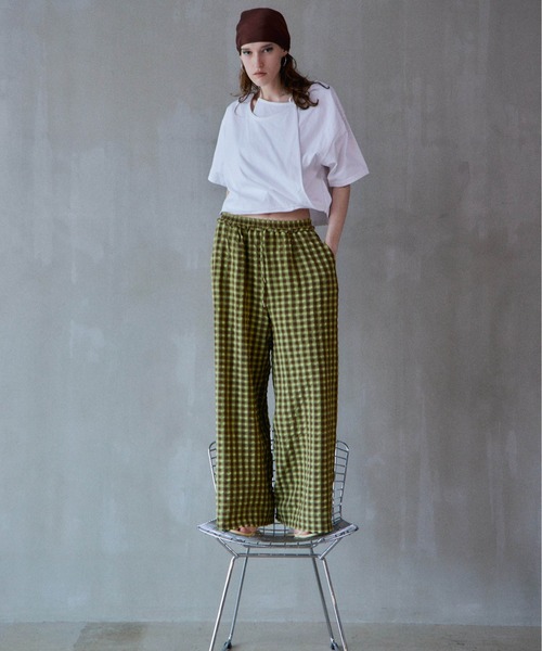 MAISON SPECIAL(メゾンスペシャル)の「【2026Summer PRE-ORDER】Checkered Wide Pants/チェックワイドパンツ(その他パンツ・レディース・ブルー/パープル/グリーン・36/38)」の20枚目の写真