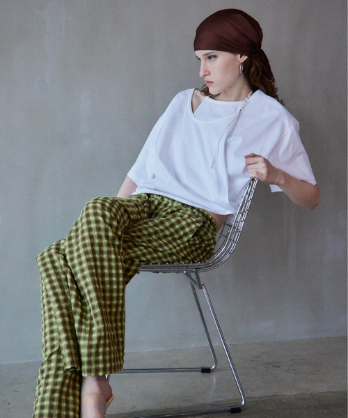 MAISON SPECIAL(メゾンスペシャル)の「【2026Summer PRE-ORDER】Checkered Wide Pants/チェックワイドパンツ(その他パンツ・レディース・ブルー/パープル/グリーン・36/38)」の19枚目の写真