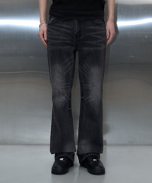 DISTRESSED WHISKER JEANS (WASHED BLACK)