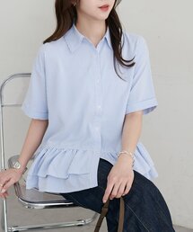 【WEB限定】ストライプフリルシャツブラウス