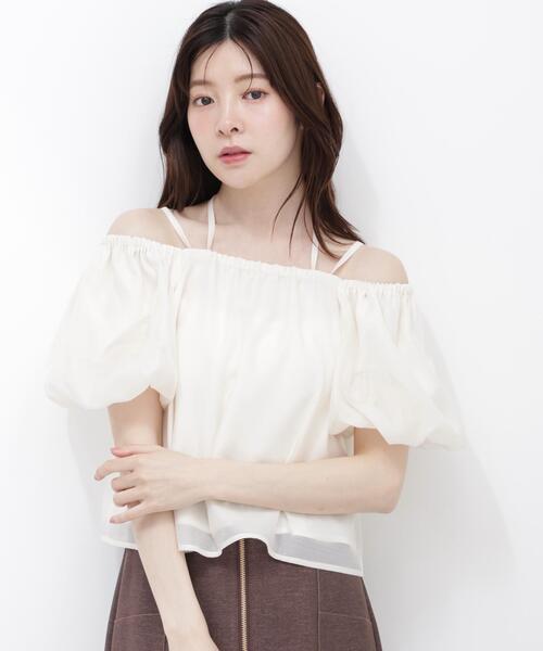 PROPORTION BODY DRESSING(プロポーションボディドレッシング)の「シアーバルーンブラウス / 1216210605(シャツ/ブラウス・レディース・ブルー/ホワイト系その他/オフホワイト・FREE)」の3枚目の写真