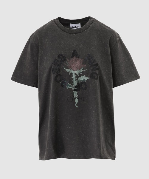 GANNI(ガニー)の「Future Heavy Jersey Embroidery T-shirt(Tシャツ/カットソー・レディース・チャコールグレー・M/S/XS/L)」の1枚目の写真