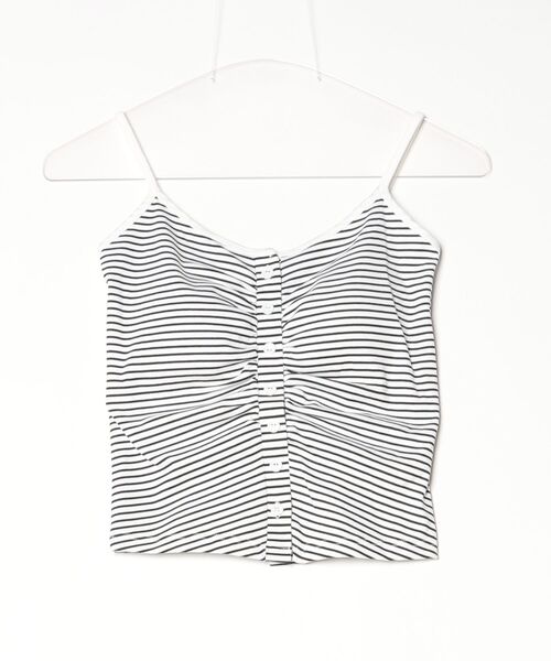 tinkerend(ティンカーエンド)の「Shirred Border Camisole / シャーリングボーダーキャミソール(キャミソール・レディース・ブラック/ホワイト・FREE)」の22枚目の写真