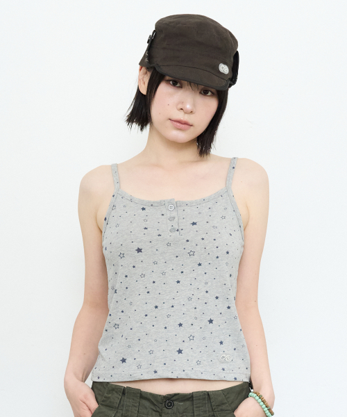 PARAKEET(パラキート)の「ギャラクシーヘンリースリーブレス(メランジグレー)(Tシャツ/カットソー・レディース・ミックスグレー・OS)」の1枚目の写真