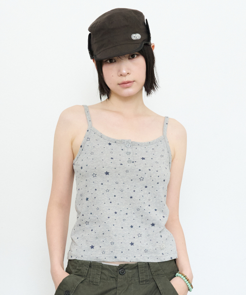 PARAKEET(パラキート)の「ギャラクシーヘンリースリーブレス(メランジグレー)(Tシャツ/カットソー・レディース・ミックスグレー・OS)」の2枚目の写真