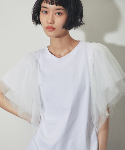 ANOTHER S(アナザーエス)の「チュールドッキングT(Tシャツ/カットソー・レディース・ブラック/ホワイト・M)」の10枚目の写真