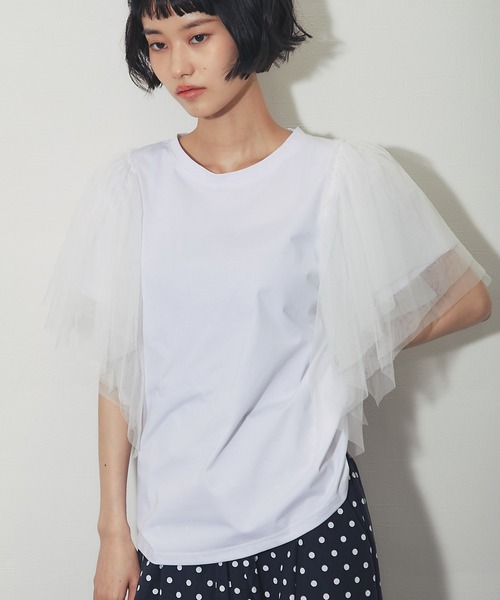 ANOTHER S(アナザーエス)の「チュールドッキングT(Tシャツ/カットソー・レディース・ブラック/ホワイト・M)」の22枚目の写真