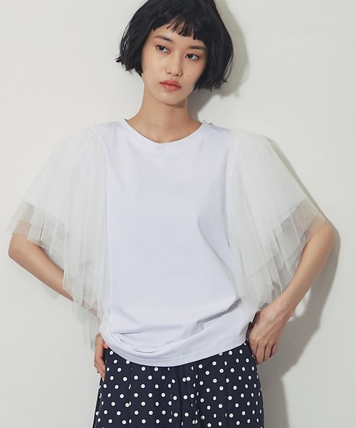 ANOTHER S(アナザーエス)の「チュールドッキングT(Tシャツ/カットソー・レディース・ブラック/ホワイト・M)」の19枚目の写真