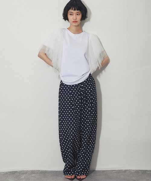 ANOTHER S(アナザーエス)の「チュールドッキングT(Tシャツ/カットソー・レディース・ブラック/ホワイト・M)」の14枚目の写真