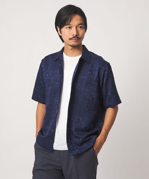 A DAY IN THE LIFE UNITED ARROWS(アデイインザライフユナイテッドアローズ)の「フラワージャガード レギュラーカラーシャツ<A DAY IN THE LIFE>(シャツ/ブラウス・メンズ・ホワイト/ネイビー・L/M)」の2枚目の写真