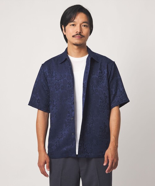 A DAY IN THE LIFE UNITED ARROWS(アデイインザライフユナイテッドアローズ)の「フラワージャガード レギュラーカラーシャツ<A DAY IN THE LIFE>(シャツ/ブラウス・メンズ・ホワイト/ネイビー・L/M)」の4枚目の写真