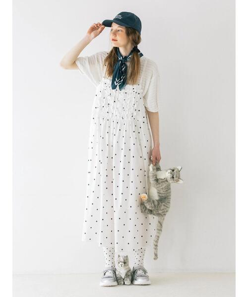 ヒス、カラフル総柄キャミ更にお値下げ！！ ドット／無地フリルキャミワンピース《WEB限定カラーあり
