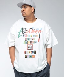 【WEB限定価格】Tシャツ 半袖 メンズ 大きいサイズ コラージュレタリング ロゴ プリント クルーネック トップスカジュアル 春 夏
