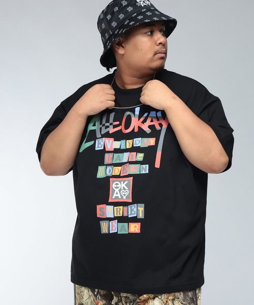 SAKAZEN(サカゼン)の「【WEB限定価格】Tシャツ 半袖 メンズ 大きいサイズ コラージュレタリング ロゴ プリント クルーネック トップスカジュアル 春 夏(Tシャツ/カットソー・メンズ・ホワイト/ブラック・2XL/3XL/X(2L))」の2枚目の写真