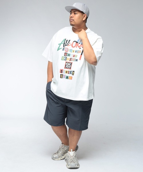 SAKAZEN(サカゼン)の「【WEB限定価格】Tシャツ 半袖 メンズ 大きいサイズ コラージュレタリング ロゴ プリント クルーネック トップスカジュアル 春 夏(Tシャツ/カットソー・メンズ・ホワイト/ブラック・2XL/3XL/X(2L))」の6枚目の写真