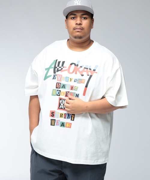 SAKAZEN(サカゼン)の「【WEB限定価格】Tシャツ 半袖 メンズ 大きいサイズ コラージュレタリング ロゴ プリント クルーネック トップスカジュアル 春 夏(Tシャツ/カットソー・メンズ・ホワイト/ブラック・2XL/3XL/X(2L))」の4枚目の写真