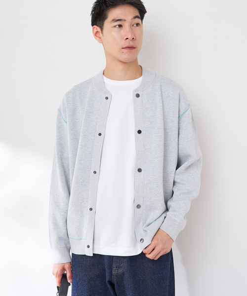 B.C STOCK(ベーセーストック)の「ANTS & ELEPHANTS 2TONE スウェットライク リブカーディガン(カーディガン/ボレロ・メンズ・グレー/チャコールグレー/ブラウン/レッド・LARGE/MEDIUM)」の2枚目の写真