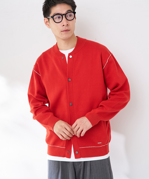 B.C STOCK(ベーセーストック)の「ANTS & ELEPHANTS 2TONE スウェットライク リブカーディガン(カーディガン/ボレロ・メンズ・グレー/チャコールグレー/ブラウン/レッド・LARGE/MEDIUM)」の4枚目の写真