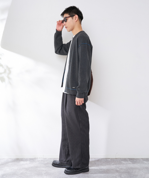 B.C STOCK(ベーセーストック)の「ANTS & ELEPHANTS 2TONE スウェットライク リブカーディガン(カーディガン/ボレロ・メンズ・グレー/チャコールグレー/ブラウン/レッド・LARGE/MEDIUM)」の6枚目の写真